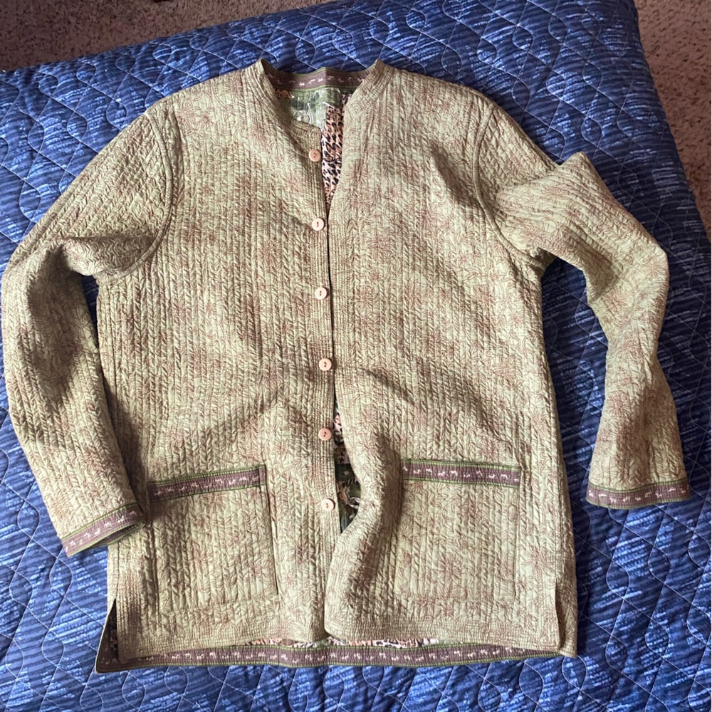 New Gorgeous Reversible Hand Made Quilted East Asian Blazer Jacket | Large
